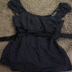 Hollister Navy Blue Polka Dot Blouse